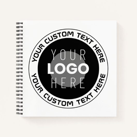 Be-editbare cirkelvormige tekst & vervangbaar logo notitieboek (Voorkant)