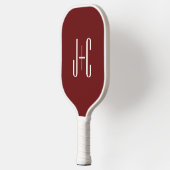 Be-editbare donkerrode achtergrond en witte tekst pickleball paddle (Links)