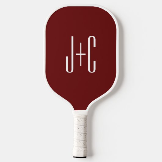 Be-editbare donkerrode achtergrond en witte tekst pickleball paddle (Achterkant)