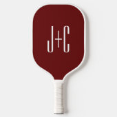 Be-editbare donkerrode achtergrond en witte tekst pickleball paddle (Voorkant)