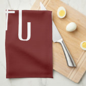 Be-editbare donkerrode achtergrond en witte tekst theedoek (Quarter Fold)