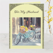 Be-editbare Fiets en Bloemen Kaart (Gele Bloem)