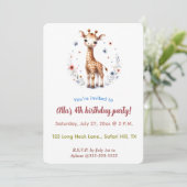 Be-editbare Giraffe Bloemen en Vlinders Kaart (Staand voorkant)
