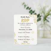 Be-editbare gouden bloemige trouw-RSVP-uitnodiging (Staand voorkant)