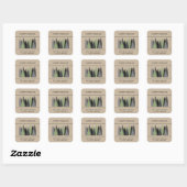 Be-editbare Groene Bomen Hout Vierkante Sticker (Vel)