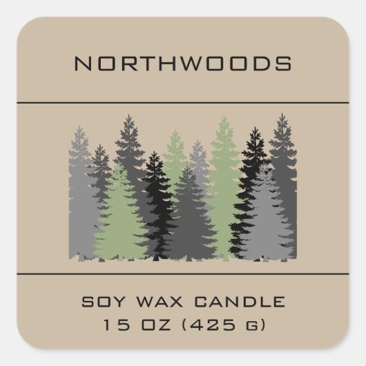 Be-editbare Groene Bomen Hout Vierkante Sticker (Voorkant)