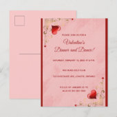 Be-editbare harten en krullen Valentijnsdag Uitnodiging Briefkaart (Voorkant / Achterkant)