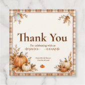 Be-editbare Herfst Pompoen Plaid Bruiloft Feest Ro Bedankjes Labels (Voorkant)