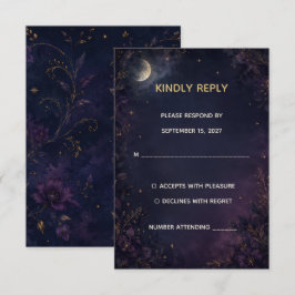 Be-editbare Himmelse Gotiese Huwelik RSVP-Antwoord RSVP Kaartje