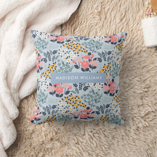 Be-editbare inscriptie Kleur Bloemen Kussen (Deken)