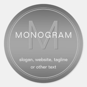 Be-editbare Kleur Achtergrond & Monogram Ronde Sticker