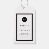 Be-editbare Kleur Klassieke Ronde Monogram Bruilof Cadeaulabel (Voorkant)