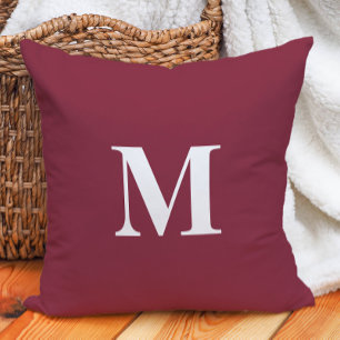 Be-editbare Kleur Paars Wit Monogram Initiaal Buitenkussen