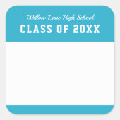 Be-editbare Kleur Varsity Stijl Klas Reünie Naam Vierkante Sticker (Voorkant)