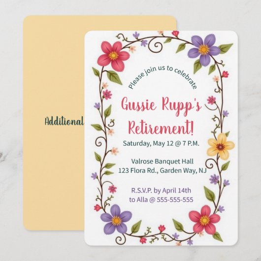 Be-editbare Kleurrijke Bloemen en Bladeren Lijst Kaart (Voorkant / Achterkant)