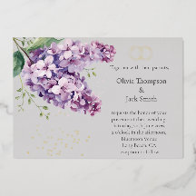 Be-editbare Lila Bloemen Uitnodiging, Bloemen en G