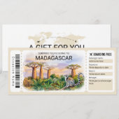 Be-editbare Madagaskar Reis Boarding Pass Ticket Kaart (Voorkant / Achterkant)