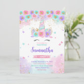 Be-editbare Magische Eenhoorn Verjaardagsuitnodigi Kaart (Staand voorkant)