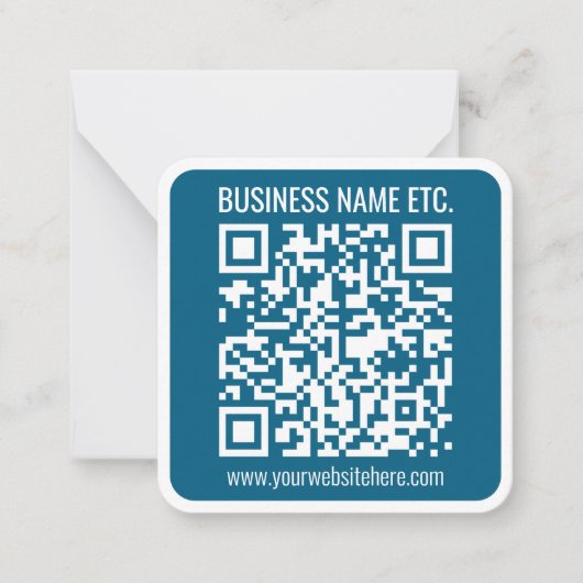 Be-editbare Ocean Blue QR-code Notitiekaartje (Voorkant)