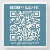 Be-editbare Ocean Blue QR-code Stenen Onderzetter (Voorkant)