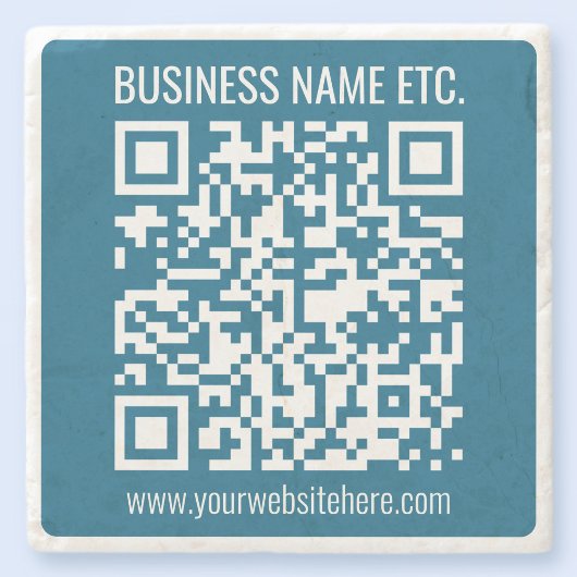 Be-editbare Ocean Blue QR-code Stenen Onderzetter