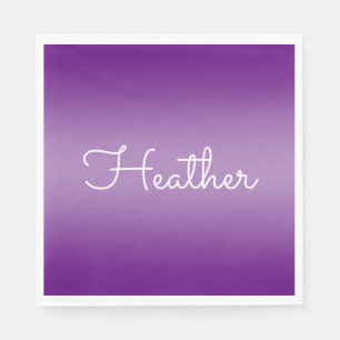 Be-editbare Paarse Violetkleur en Witte Script Servet