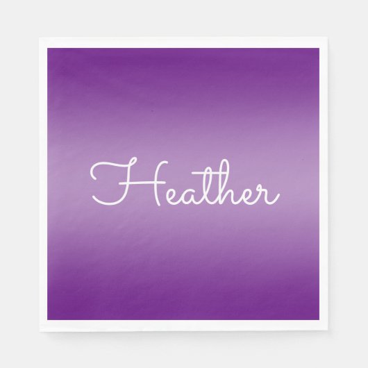 Be-editbare Paarse Violetkleur en Witte Script Servet (Voorkant)