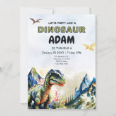 Be-editbare realistische dinosaurus verjaardagsuit kaart (Voorkant)