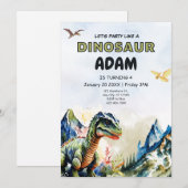 Be-editbare realistische dinosaurus verjaardagsuit kaart (Voorkant / Achterkant)