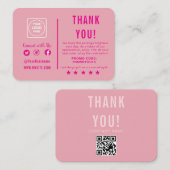 Be-editbare Retro Roze Cute Bedankkaart Informatiekaartje (Voorkant / Achterkant)