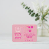 Be-editbare Retro Roze Cute Bedankkaart Informatiekaartje (Staand voorkant)