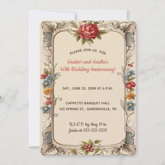 Be-editbare Romantische Rozentuin Kaart (Voorkant)