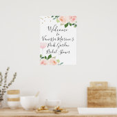 Be-editbare Roze Bloemige Bruidsdouche Welkom Bord Poster (Keuken)