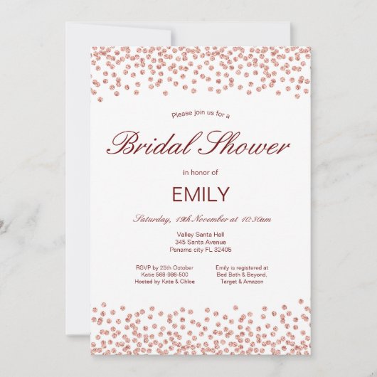 Be-editbare Roze Gouden Bruiloftsfeest Uitnodiging (Voorkant)