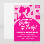 Be-editbare Roze Pop Meisje Mode Feest Verjaardag Kaart (Voorkant / Achterkant)