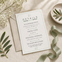 Be-editbare Saliegroene Minimalistische Trouwdetai RSVP Kaartje