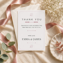 Be-editbare Stof Roze Minimalistische Bedankkaart RSVP Kaartje