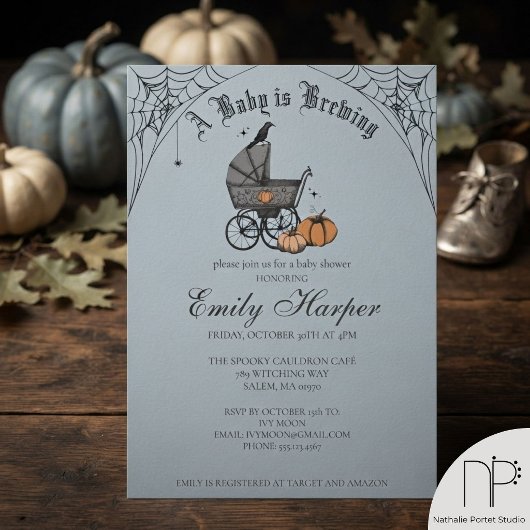 Be-editbare tekst A Baby is Brewing Baby Shower Kaart