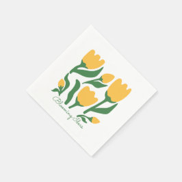 Be-editbare Tekst Gele Tulp Minimalistische Esthet Servet