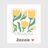 Be-editbare tekst Gele Tulp Minimalistische Esthet Sticker (Vel)