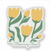Be-editbare tekst Gele Tulp Minimalistische Esthet Sticker (Voorkant)