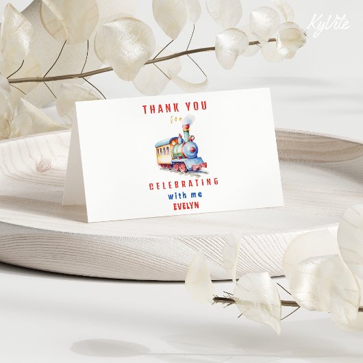 Be-editbare Trein Gevouwen Dankkaart-2e Verjaardag Bedankkaart