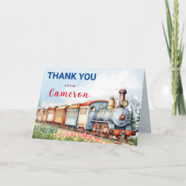 Be-editbare Trein Gevouwen Verjaardags Bedankkaart