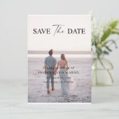 Be-editbare Trouwkaart Save the Date – Modern Mini Kaart (Staand voorkant)