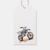 Be-editbare verjaardag blauwe dirt bike cadeaulabel (Achterkant)