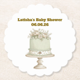 Be-editbare Vintage Neutrale Baby Shower Kartonnen Onderzetters