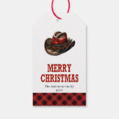 Be-editbare westerse kersttag met cowboyhoed cadeaulabel (Achterkant)