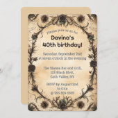 Be-editbare Zwarte Goth Rozen Kaart (Voorkant / Achterkant)