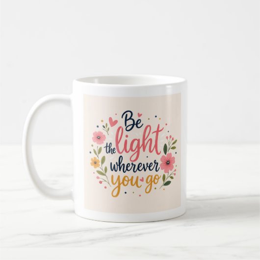 Be-editteerbare Zoete Bloemige Koffiemok (Links)