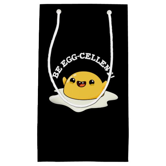 Be Egg cellent Funny Egg Pun Dark BG Klein Cadeauzakje (Voorkant)